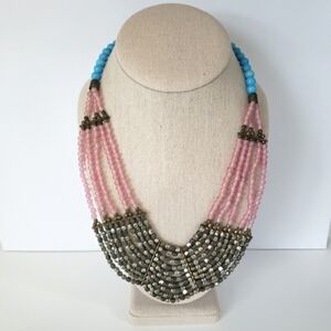 Tanjore Multi-Strand Beaded Bohemian Necklace Made in India